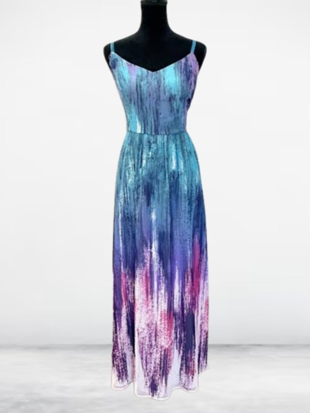 ModCloth Brushstrokes Maxi dress Vibrant spaghetti strap LARGE - Picture 4 of 4